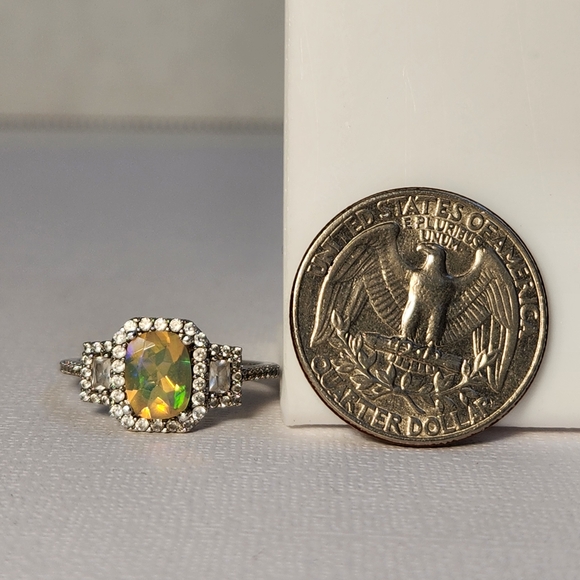 [On HOLD/repair] Sizeable Real/Natural Ethiopian Opal 925 Silver Ring Sz 8 - Picture 7 of 16